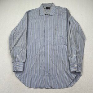 Adrian Jules LTD Men's Custom Dress Shirt Button Up Size Large Blue Stripe